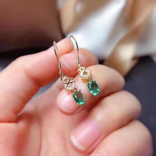 Anniversary Best Gift Emerald Earring Natural And Real Emerald Earring 925 sterling silver Fine jewelry For men women