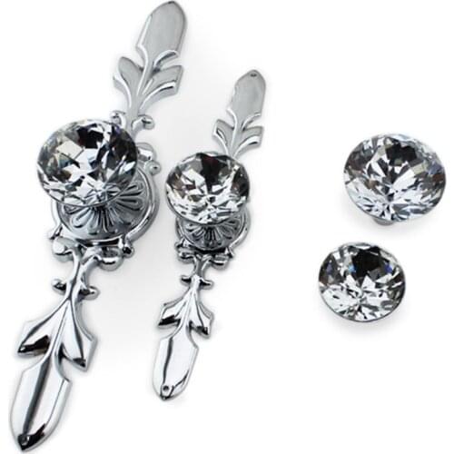 1PC Diamond Shape Design Crystal Glass Knobs Cupboard Drawer Pull Kitchen European Cabinet Door Wardrobe Handles Hardware
