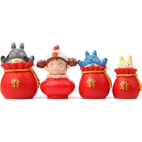 1Pc Cartoon My Neighbor Red Lucky Bag Totoros Mei Mini Figures Miniature Figurines Toys PVC Landscape Blessing Gifts for Kids