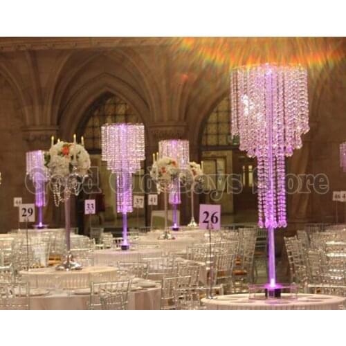 100cm Tall Table Centerpiece Flower Stand 5 Tiers Crystal Chandelier with beads strands