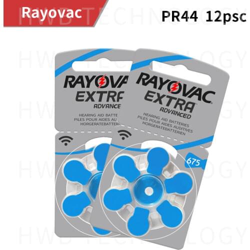 12PCS/lot Rayovac Hearing Aid Battery 675 1.4V Zinc Air Button Cell A675 E675 PR44 DA675 PR675H AC-675E AC675 B675PA