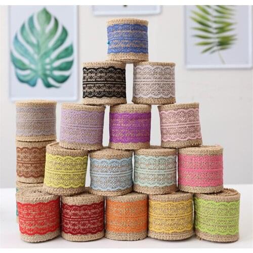 18colors length 2meter width 6cm lace linen african lace fabric roll European and American retro style wedding decoration ribbon