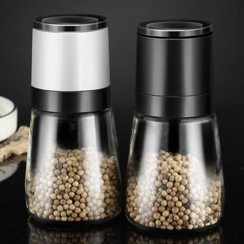 2Pcs Set Pepper Grinder Glass Manual Salt and Pepper Mill Grinder Spice Shakers Kitchen Tools Accessories