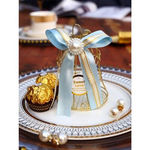 20pcs Gift box packaging Tinplate bird cage bell Wedding Candy Box with hand chocolate boxes baby shower favors Party Supplies
