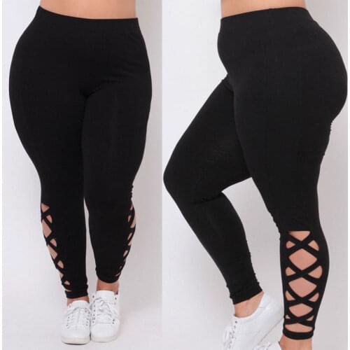 2018 Fashion Casual Women Ladies Black Plus Size Leggings Criss-Cross Skinny Ankle-Length High Waist Leggings Size L-3XL