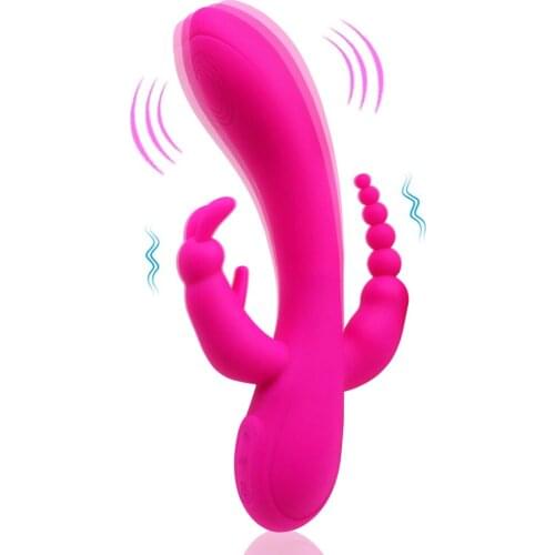 3 In 1 Dildo Rabbit Vibrator 7 Vibrating USB Recharge Anal Clit Stimulator Vagina Massager Sex Toy for Women Couples Sex Shop