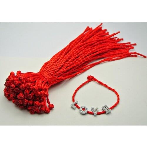 50 Braided Lucky Red String Rope Cord Bracelet 21cm for Charm