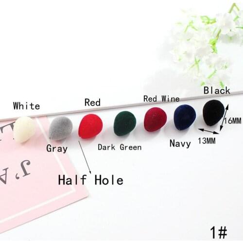 13X16MM Acrylic Drop Half hole Bead Flocked Velvet Drop Pendant Flocked Beads Jewelry Charms Loose Beads DIY Handmade Supplies