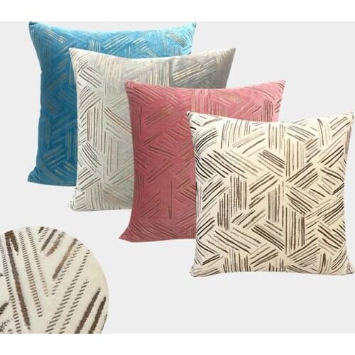Bronzing Striped Velvet Throw Pillow Covers Decor Home Living Room Sofa Luxury Pillowcase Car Office Nap Cushion Cover 45X45cm