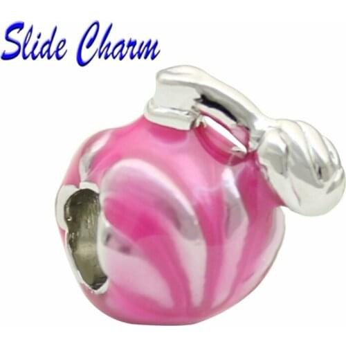 5mm Large Hole Beads, Pink Enamel Women Jewelry Perfume Bottle Charm Amulet for Mother, Lover, Christmas, Halloween Gifts