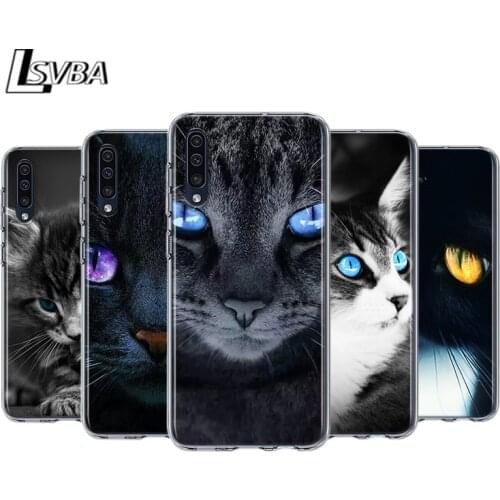 Cute Black Cat Staring Eyes For Samsung Galaxy A90 A80 A70 A60 A50 A40 A30 A32 A52 A72 A02S A20S A20E A10S A10E A10 Phone Case