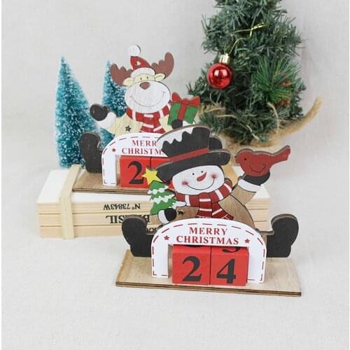 Wooden Christmas Advent Calendar Merry Christmas Wood Ornament Santa Claus Doll Home Decor Xmas Gift Navidad