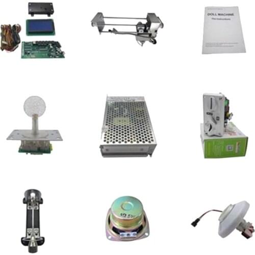 DIY mini claw crane game machine kit with main board power supply push button cam lock coin selector