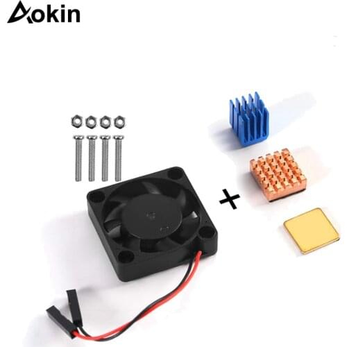For Raspberry Pi Fan Heatsink Kit Cooling Cooler Raspberry Pi 3/2 Pi Model B+ Copper Aluminum Cooling Pad for Raspberry Pi 3/2