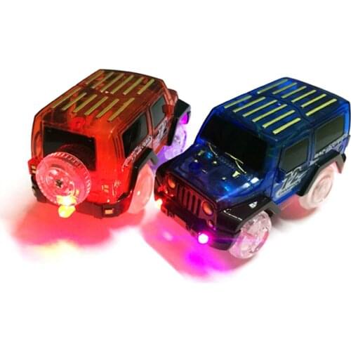 Electronic Car Toy LED light up Cars for Glow Race Track Flashing Kid Railway Luminous Machine Track Car brinquedos