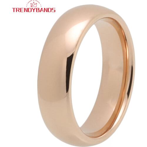 Rose Gold 8MM Tungsten Rings For Women Men Wedding Bands Domed High Polished Shiny Comfort Fit