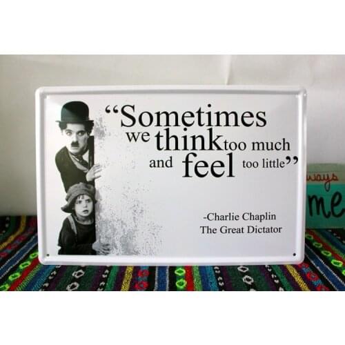 50pcs/lot Metal Sign shabby chic The Chaplin Great dictator Vintage tin poster art wall Decor House Cafe bar iron painting A-54