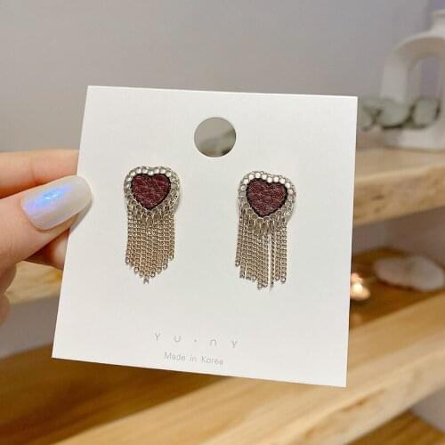 ZDMXJL 2021 New Fashion Womens Earrings Fine Heart Metal Tassels Eardrop Earrings For Women Party Jewelry Wholesale