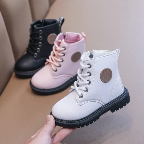 Autumn/Winter Children Boots boys boots Leather Martin Boots Plush Fashion Waterproof Non-slip Warm Kids boots Shoes girls botas