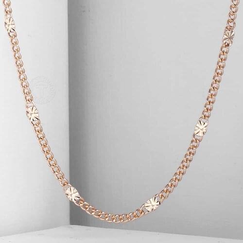 3mm Womens Girls Necklace Curb Cuban Link Chain 585 Rose Gold Filled Necklace 50/60cm Fashion Jewelry Gifts Wholesale LCN12
