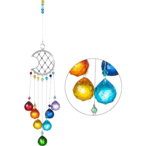Dream Catcher Ornament Pendants With Colorful Crystal Ball Prisms Indoor Outdoor Garden Sun Catcher Charms Decorations 18.3inch