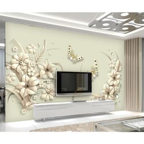 Custom 3d wallpaper for walls 3 d wall murals wallpaper A Dreamy 3D Relief White Stereo TV Background Wall paper home decor