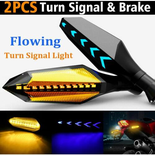 Motorcycle Turn Signals LED Light 12LED Turn Signals Indicator Light Universal Two Side Sequential Flow