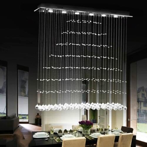 Modern 6-Light Rectangular Crystal Rainfall Flush Mount Fixtures Chandelier Lamp 90-260V G10 free delivery