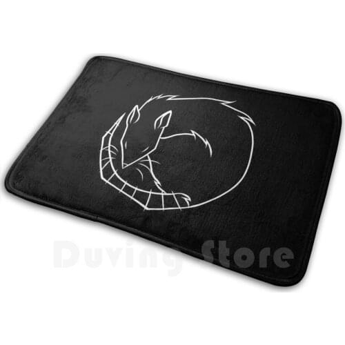 Sleeping Rat White Outline Mat Rug Carpet Anti-Slip Floor Mats Bedroom Sleeping Rat Rats Ratty Rat Art Rodent Tail Sleep Curled