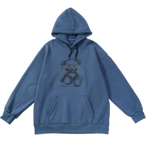 Autumn New Style Man Casual Bear Letter Printed Oversize Hoodies Male Sweatshirt Streetwear Trend Loose