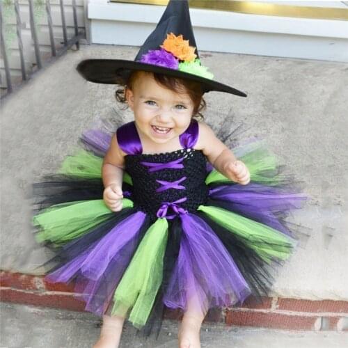 Moeble Little Witch Baby Girls Christmas Cosplay Party Dress Princess Kids halloween Tulle Tutu Dresses Children Fancy Costume