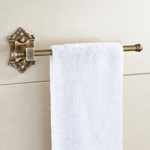 Vidric Towel Bar Brass, Single Rail Antique Wall Shelf Towel Bar Towel Rack Bathroom Kitchen Hangers Home Decor Towel Holder