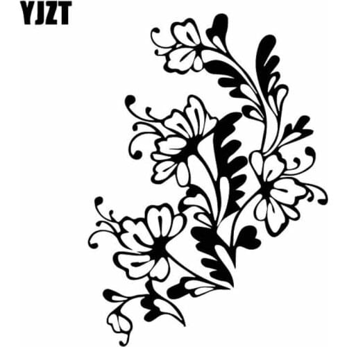 YJZT 11.7CM*16.2CM Amazing Flowers Window Vinyl Decal Interesting Car Sticker Black/Silver C27-0013