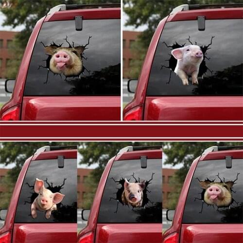 Funny Pig In Crack Vinyl Car Sticker Decal Motorcycle Accessories Window Decoration PVC Decoration 2021 NEW