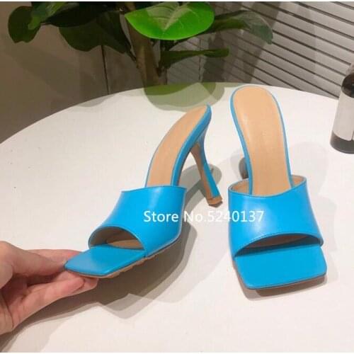 2019 New Summer European Designer Women Slippers Open Toe Thin Heel Slippers Women zapatos de mujer