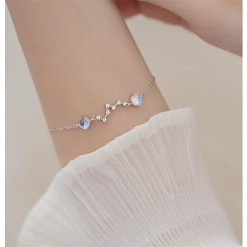 New Top Crystal Star Bracelets For Girl Princess Accessories Pure Silver 925 Bracelet Women Jewelry Lady Bright Birthday Gift