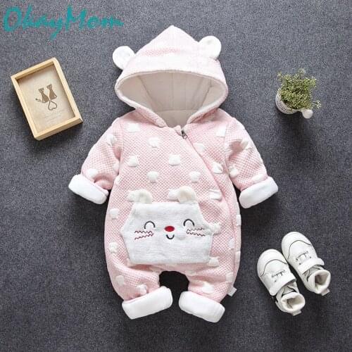OkayMom Toddler Winter Warm Coats Clothes Infant Boys Girls Snow Wear Jumpsuit Clothing Newborn Baby Thicken Hooded Overalls New