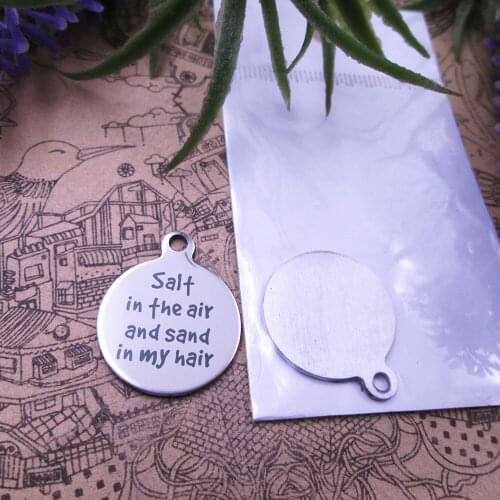 10pcs--"Salt in the Air and Sand in my Hair"stainless steel charms 5 styles for choosing DIY Charms for necklace bracelets