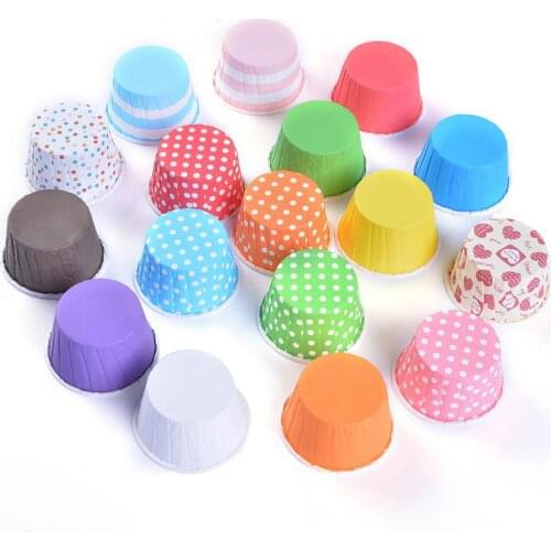 100Pcs/Lot Cake Tray Cupcake Paper Cups Random Color Cupcake Liner Cupcake Paper Baking Cup Kitchen Diy Party Supplies Cake Mold