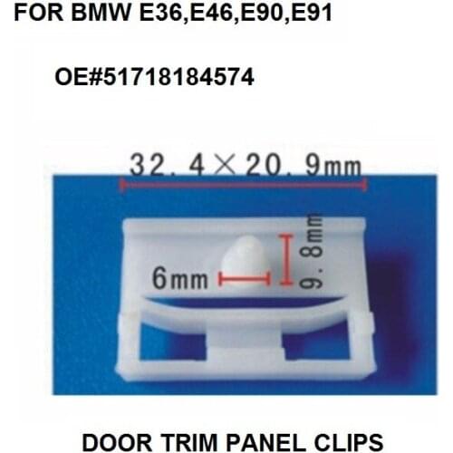 10x PANEL DOOR SILL MOULDING CLIPS RETAINERS FOR BMW E36, E46, E90, E91 , Original parts number: 51718184574