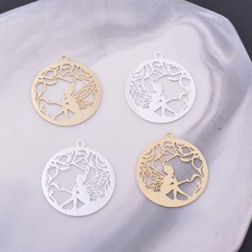 12pcs 20*22mm Light gold Color Flower Fairy Charms Silver plated Thin Charm Earring Brass Pendant Jewelry DIY Earring