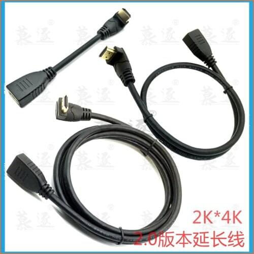 2.0 Extension 90 Degree Right Angled Elbow HDMI- compatible Cord Male to Female Extender 2K*4K@60HZ Ultra HD 3D 1080P Ethernet