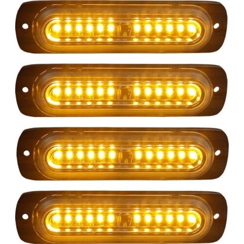 4Pcs 12V-24V Truck Side Marker Blinker Lamp Yellow Car Flashing Warning Strobe Light