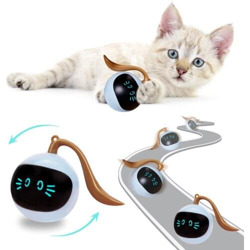 Automatic Cat Ball Toys Interactive Electric USB Rechargeable Self Rotating Indoor Teaser Selfplay Exercise Toys for Pet Kitten
