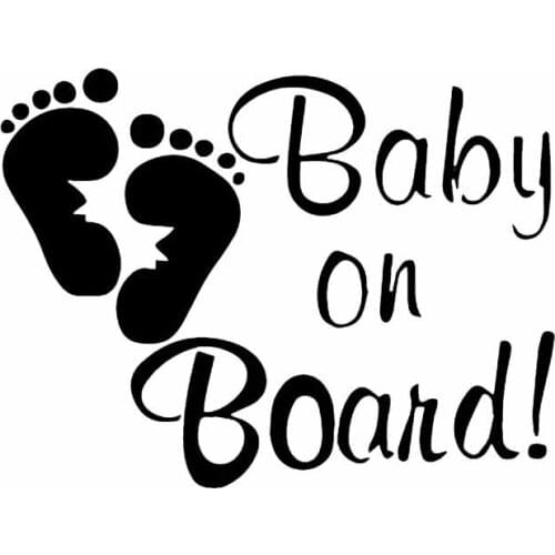 Car Stickers BABY ON BOARD Footprints Car Stickers Decals Trunk Window Decoration Accessories Waterproof Black/white,16cm*12cm