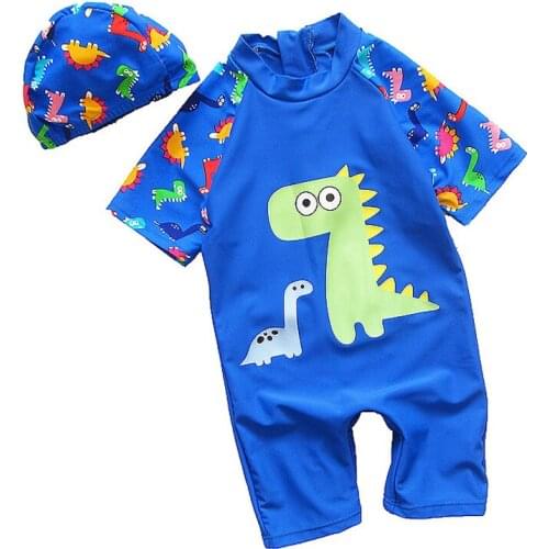 Boys One Piece Swimsuit Toddler Baby Beach Bathing Suit Short Sleeve Surfing Clothing Cartoon Dinosaur Children Swimwear Kids
