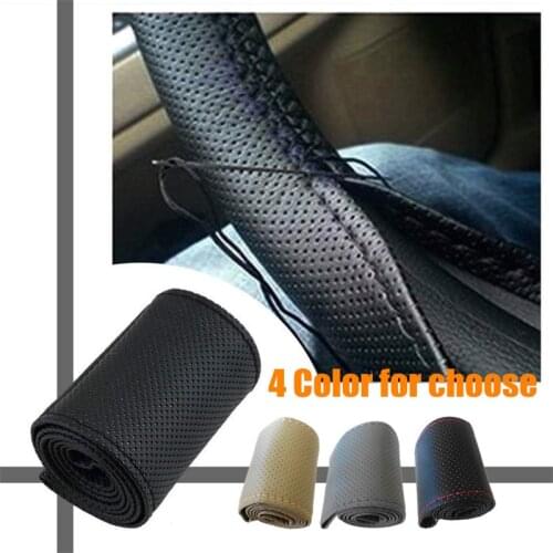 38cm Microfiber Car Steering Wheel Cover Soft PU Leather Braid On The Steering Car interior accessories steering wheel cover