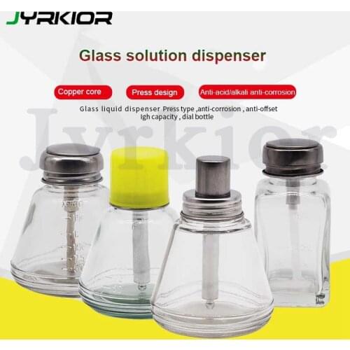 Washing Water Bottle Solution Dispenser Glass Alcohol Bottle Metal Suction Pipe Press Automatic Pump Water Bottle