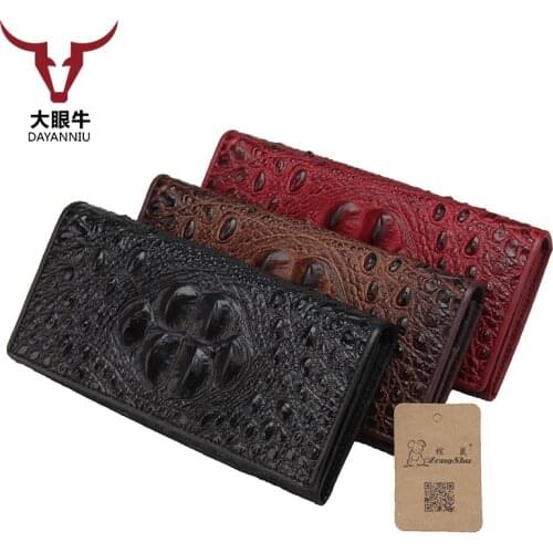 Cow Leather Long Wallets Coin Pocket Vintage Female Purse Function Brown Genuine Leather Womens Wallet with Card Holders