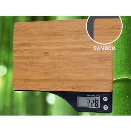 5kg/1g Digital Electronic Kitchen Food Diet Scale Coffee Scale G OZ ML IB Electronic Bamboo Board Scale